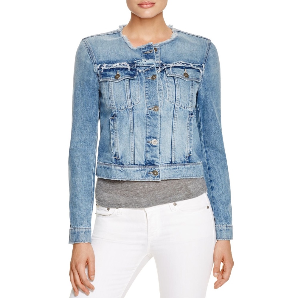 PAIGE Collarless Denim Jacket